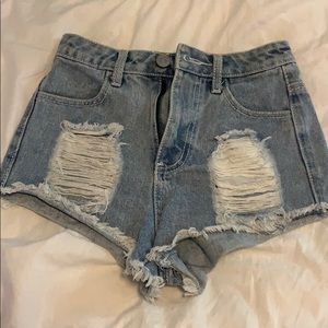High waisted jean shorts